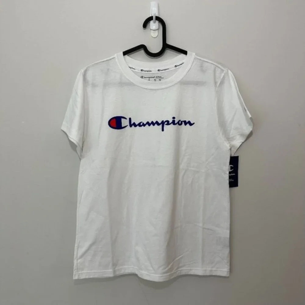 Champion Classic White Jersey T-Shirt Women Small NWT